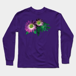 Daisies - Magenta and White Daisies and Ferns Long Sleeve T-Shirt